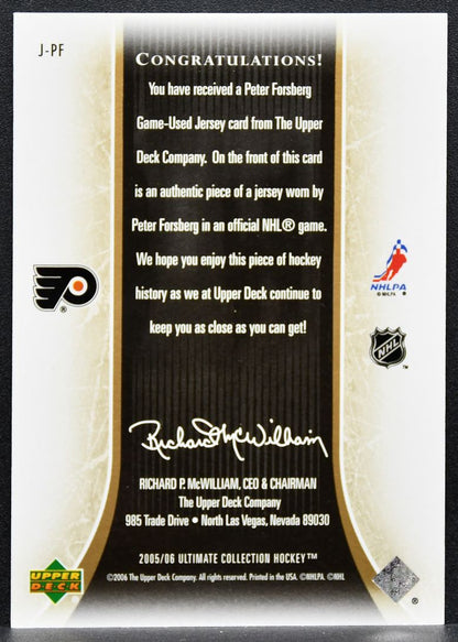 2005-06 UD Ultimate Collection Jerseys Peter Forsberg Flyers 136/250 Jersey 2389