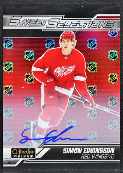 2023-24 OPC Platinum Sweet Selections Rainbow Edvinsson Red Wings RC Auto 7181