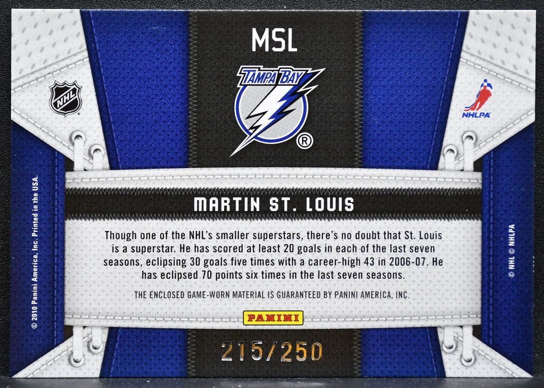 2010-11 Panini Certified Fabric of the Game Martin St. Louis Jersey 8993