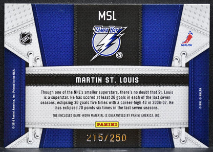 2010-11 Panini Certified Fabric of the Game Martin St. Louis Jersey 8993