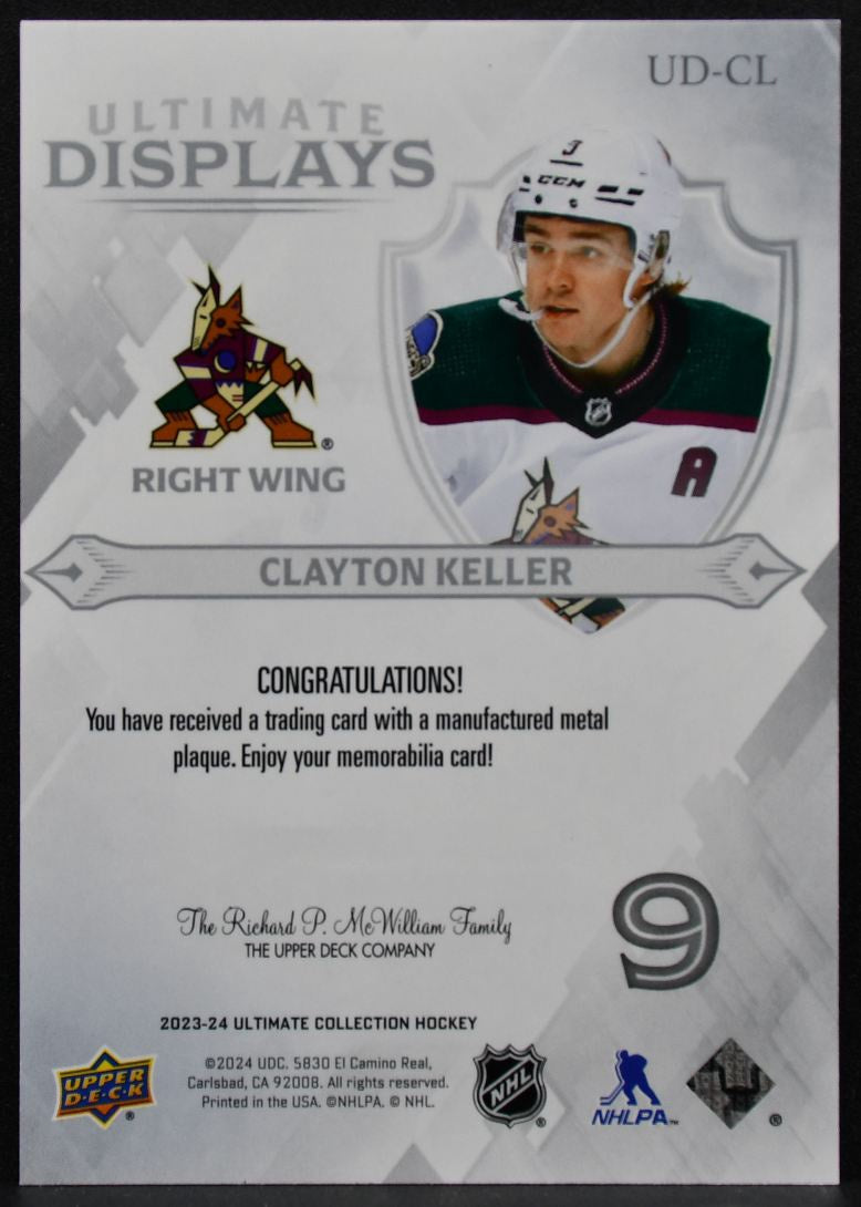 2023-24 Upper Deck Ultimate Displays Clayton Keller UD-CL 102/125 0039