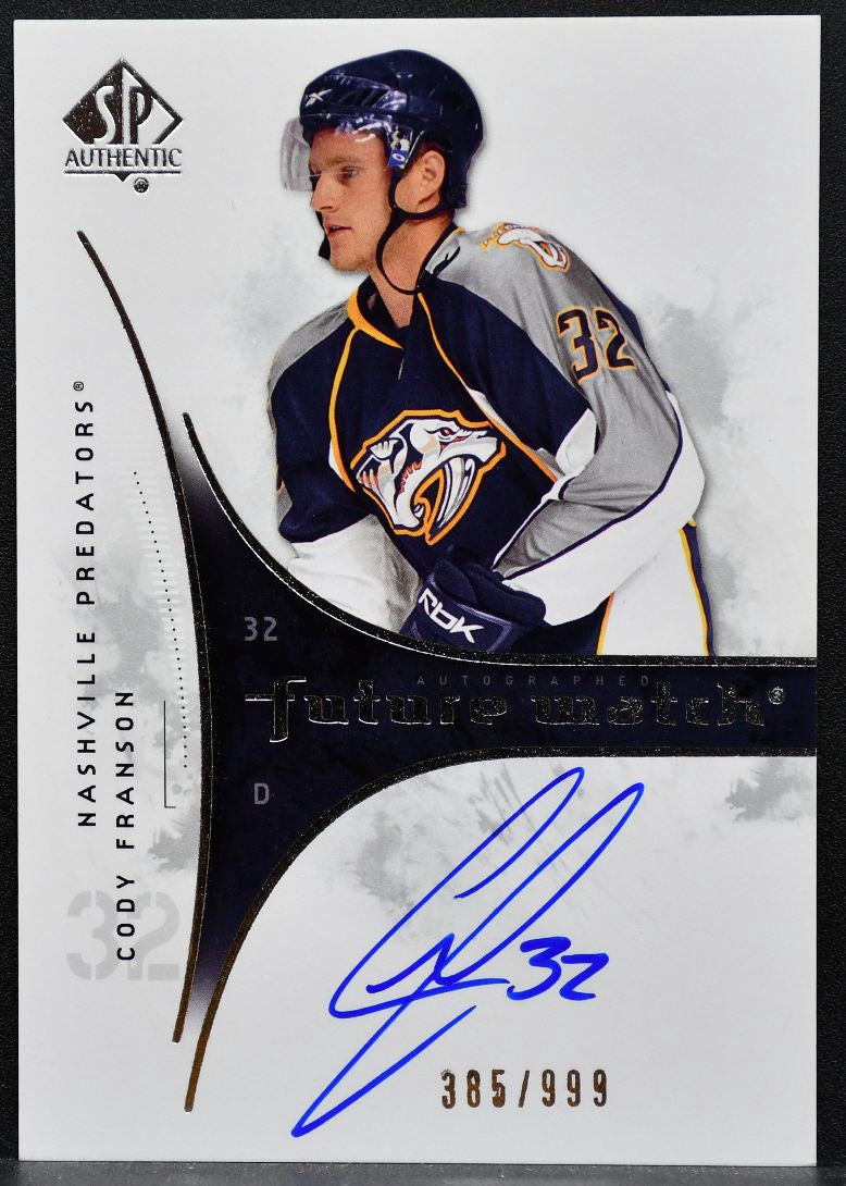 2009-10 SP Authentic Future Watch Auto Cody Franson Predators RC Auto 1252