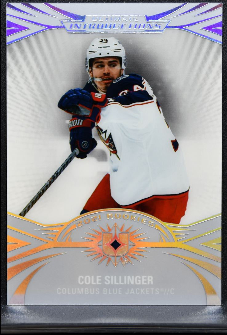 2021-22 UD Ultimate Introductions Cole Sillinger UI-82 Blue Jackets RC 0809