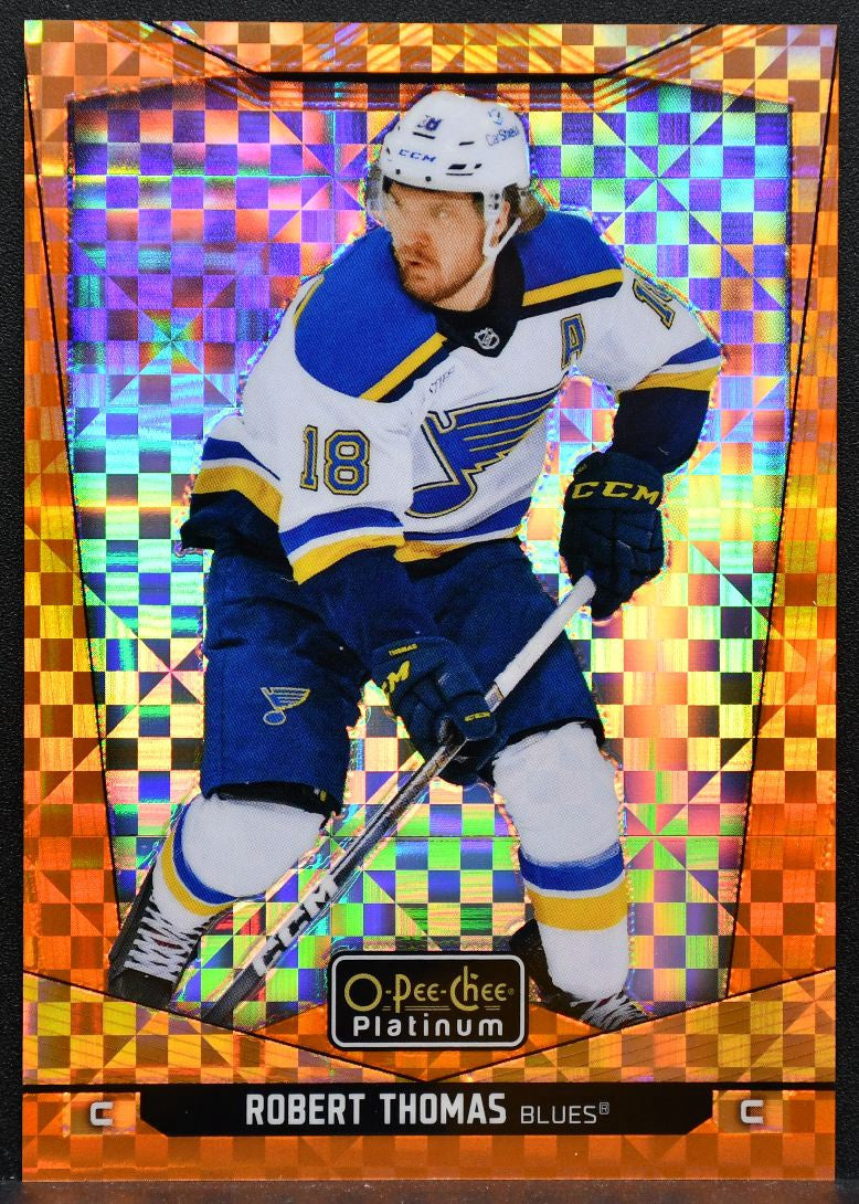 2024-25 O-Pee-Chee Platinum Orange Checkers Robert Thomas 93 Blues 07/25 1761
