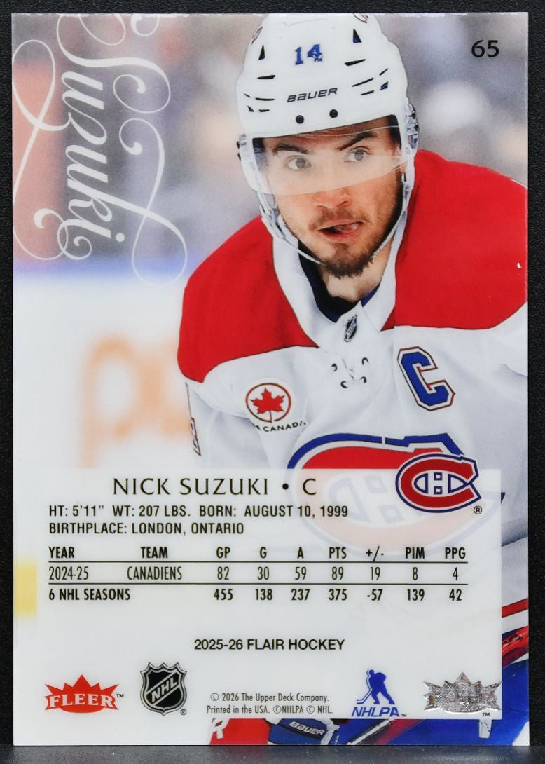 2025-26 Flair Nick Suzuki 65 Montreal Canadiens 4216