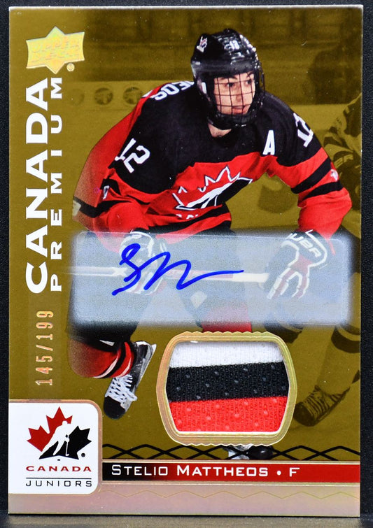 2017-18 UD Juniors Premium Materials Autographs Stelio Mattheos Team Canada /199
