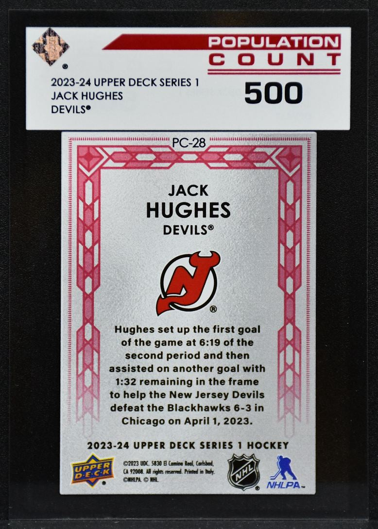 2023-24 UD Series 1 Population Count 500 Jack Hughes PC-28 New Jersey Devils 3971