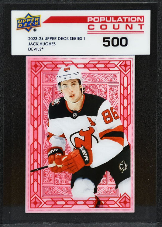 2023-24 UD Series 1 Population Count 500 Jack Hughes PC-28 New Jersey Devils 3971