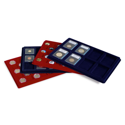 Coin Trays L For 15 Coin Holders Up To 50X50 MM Blue Packed By 2