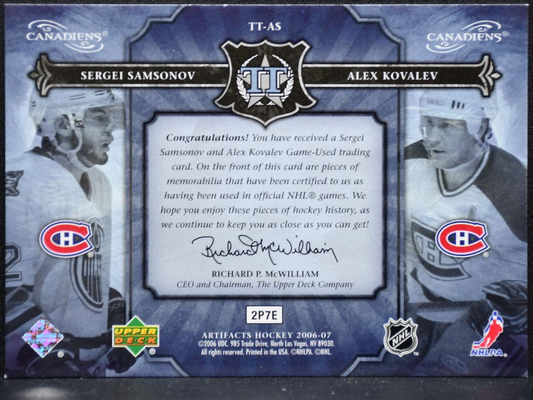 2006-07 UD Artifacts Tundra Tandems Red Samsonov/Kovalev /50 Jersey 0429
