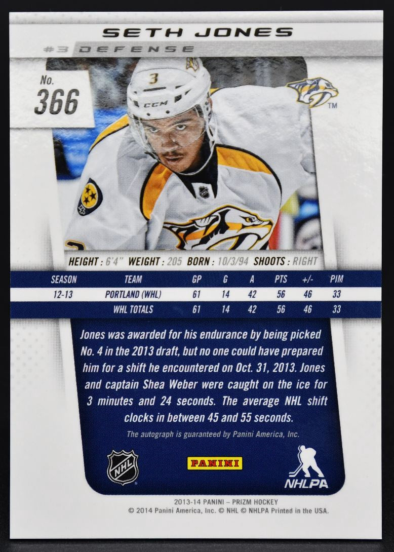 2013-14 Panini Prizm Rookie Auto Seth Jones 366 RC Auto
