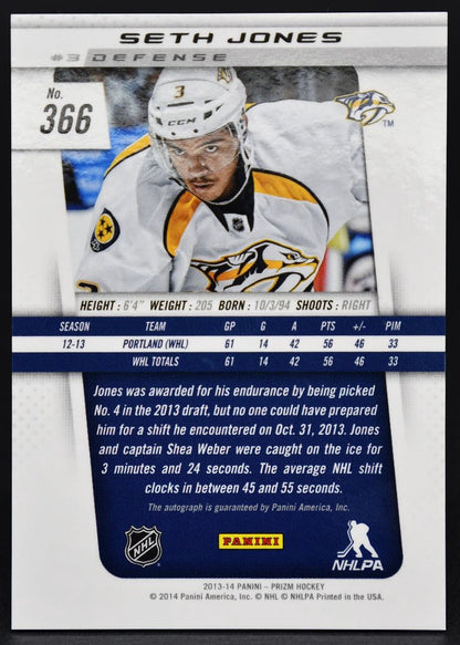 2013-14 Panini Prizm Rookie Auto Seth Jones 366 RC Auto