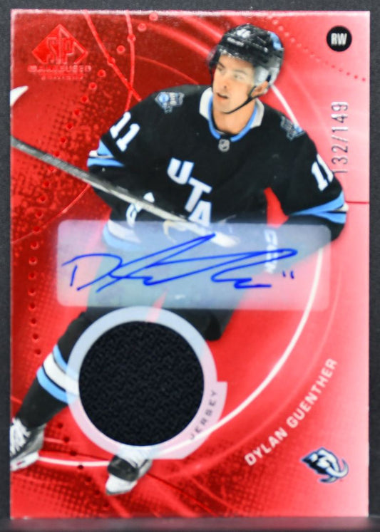 2025-26 SP Game Used Red Auto Jersey Dylan Guenther 113 Auto 32/149 Jersey 7046