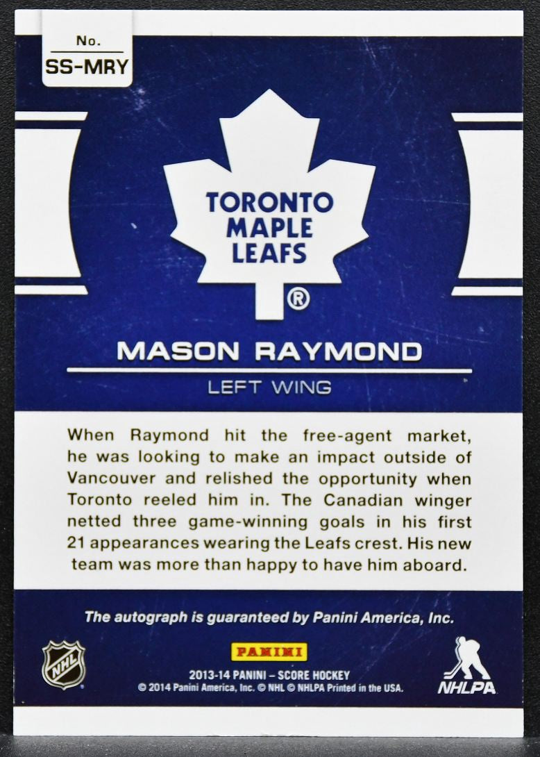 2013-14 Panini Score Signatures Mason Raymond SS-MRY Maple Leafs Auto 0369