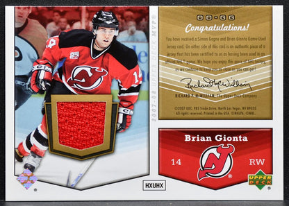 2007-08 UD MVP One on One Dual Memorabilia Simon Gagne/Brian Gionta Jersey 2325