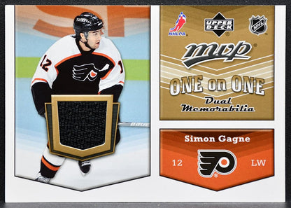 2007-08 UD MVP One on One Dual Memorabilia Simon Gagne/Brian Gionta Jersey 2325