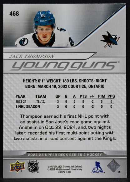 2024-25 Upper Deck Series 2 Young Guns Jack Thompson 468 San Jose Sharks RC 4937