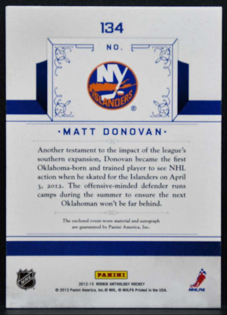 2012-13 Panini Rookie Treasures Jersey Donovan RC Auto 237/499 Jersey 9151