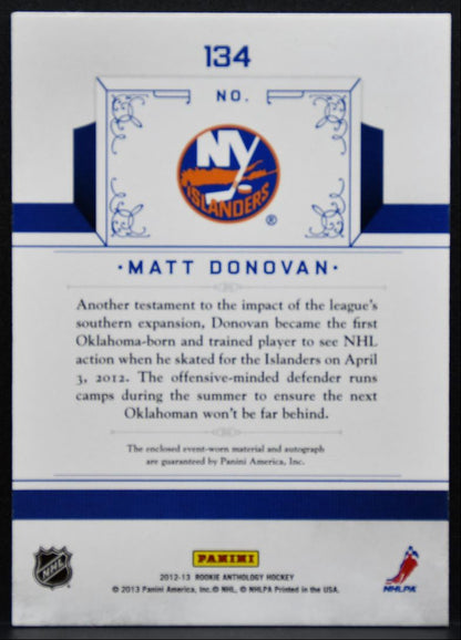 2012-13 Panini Rookie Treasures Jersey Donovan RC Auto 237/499 Jersey 9151