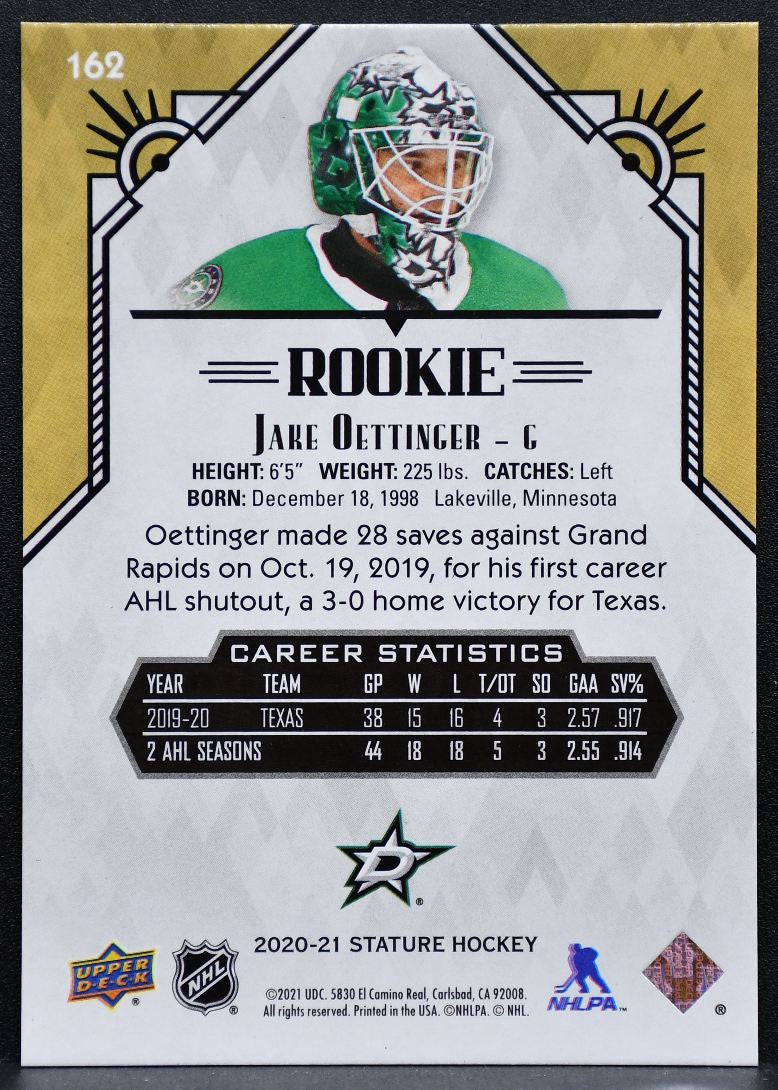 2020-21 Upper Deck Stature Rookie Black Jake Oettinger RC 11/20 9169