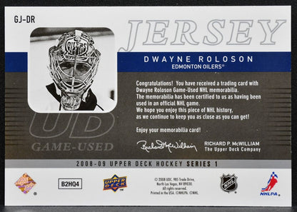 2008-09 UD Series 1 UD Game Jerseys Dwayne Roloson GJ-DR Oilers Jersey 3032