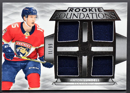 2021-22 UD The Cup Rookie Foundations Quad Jersey Lundell F-LU RC 11/99 Jersey