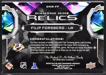 2023-24 UD Black Diamond Mine Relics Filip Forsberg DMR-FF Jersey