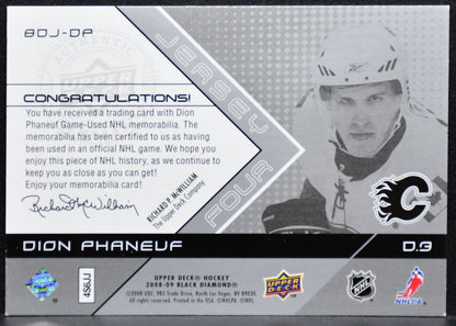 2008-09 Upper Deck Black Diamond Jerseys Four Dion Phaneuf Flames Jersey 7560