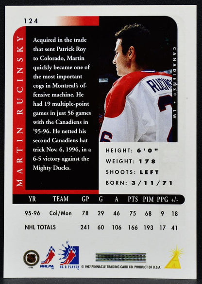 1996-97 Pinnacle Be a Player Autographs Martin Rucinsky 124 Auto 4587