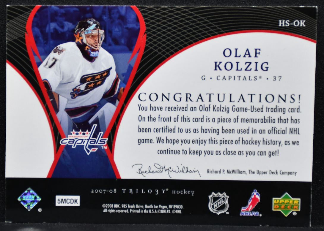 2007-08 Upper Deck Trilogy Honorary Swatches Olaf Kolzig Capitals Jersey 8093