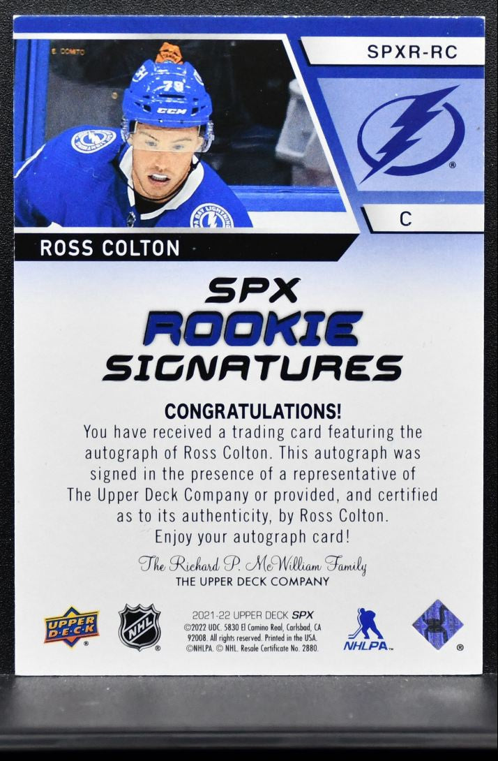 2021-22 SPx Rookie Signatures Gold Ross Colton Lightning RC Auto 09/25 0468
