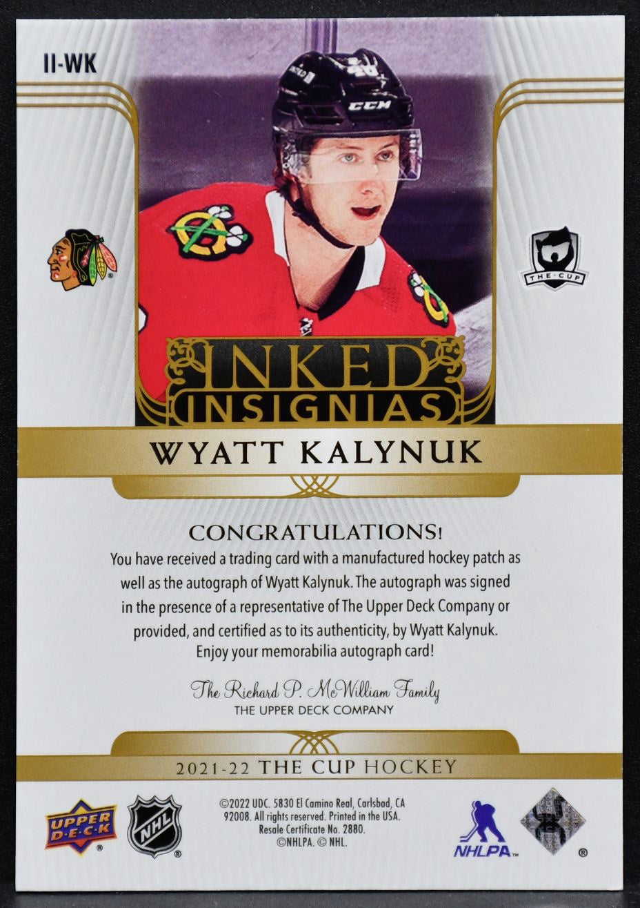 2021-22 UD The Cup Inked Insignias Wyatt Kalynuk II-WK Auto 68/75