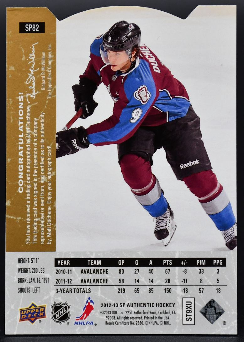 2015-16 UD Buybacks Vintage Buyback Auto 2012-13 SP Authentic Duchene SP82 Auto