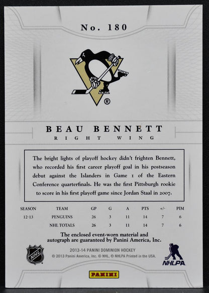 2013-14 Panini Dominion Rookie Patch Auto Beau Bennett RC Auto 224/299 1728