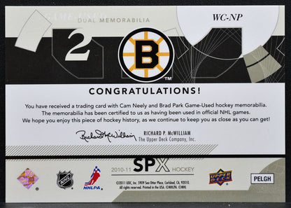 2010-11 SPx Winning Combos Cam Neely/Brad Park WC-NP Boston Bruins Jersey 4756