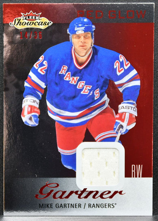2013-14 Fleer Showcase Red Glow Mike Gartner 61 Rangers 14/36 Jersey 2631