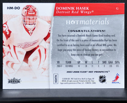 2007-08 Fleer Hot Prospects Materials Hasek Jersey 1558