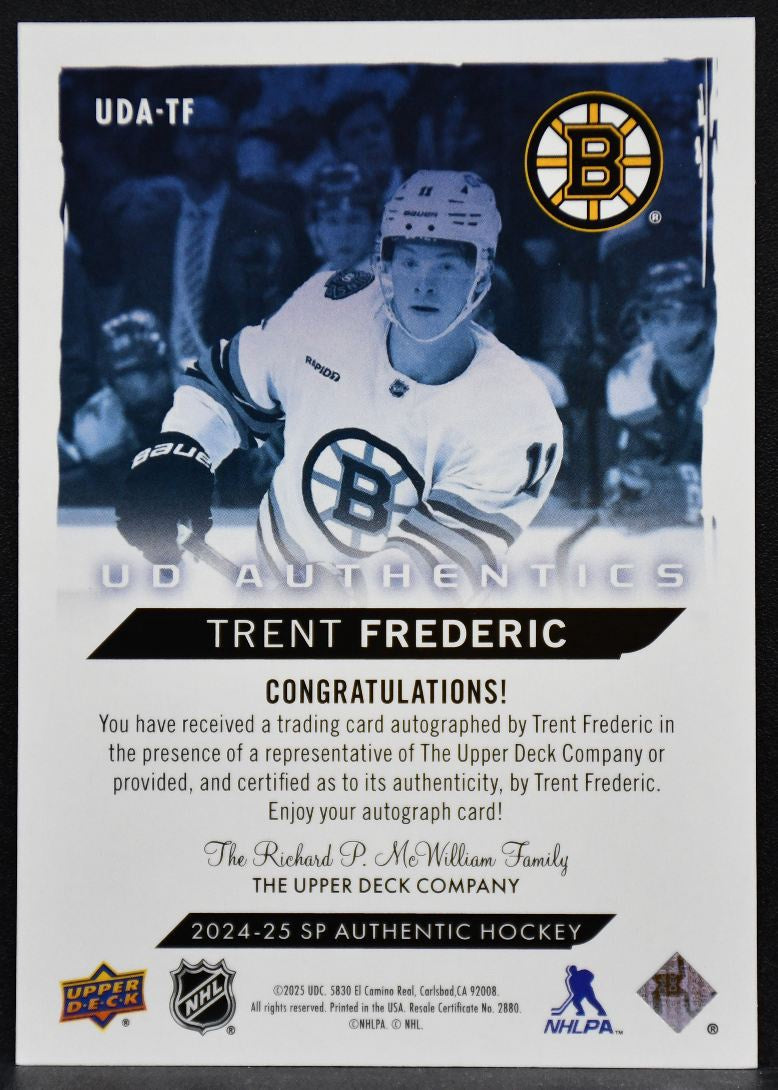 2024-25 SP Authentic UD Authentics Auto Trent Frederic UDA-TF Boston Bruins Auto 6003