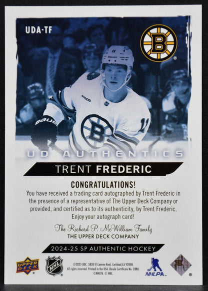 2024-25 SP Authentic UD Authentics Auto Trent Frederic UDA-TF Boston Bruins Auto 6003