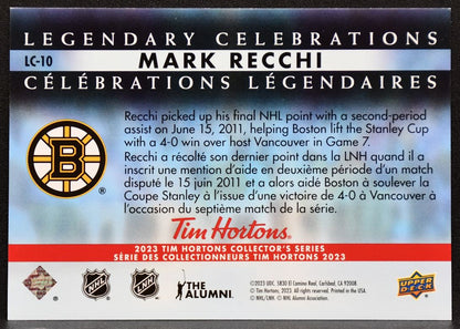 2023-24 UD Tim Hortons Legendary Celebrations Mark Recchi LC-10 Bruins 6962