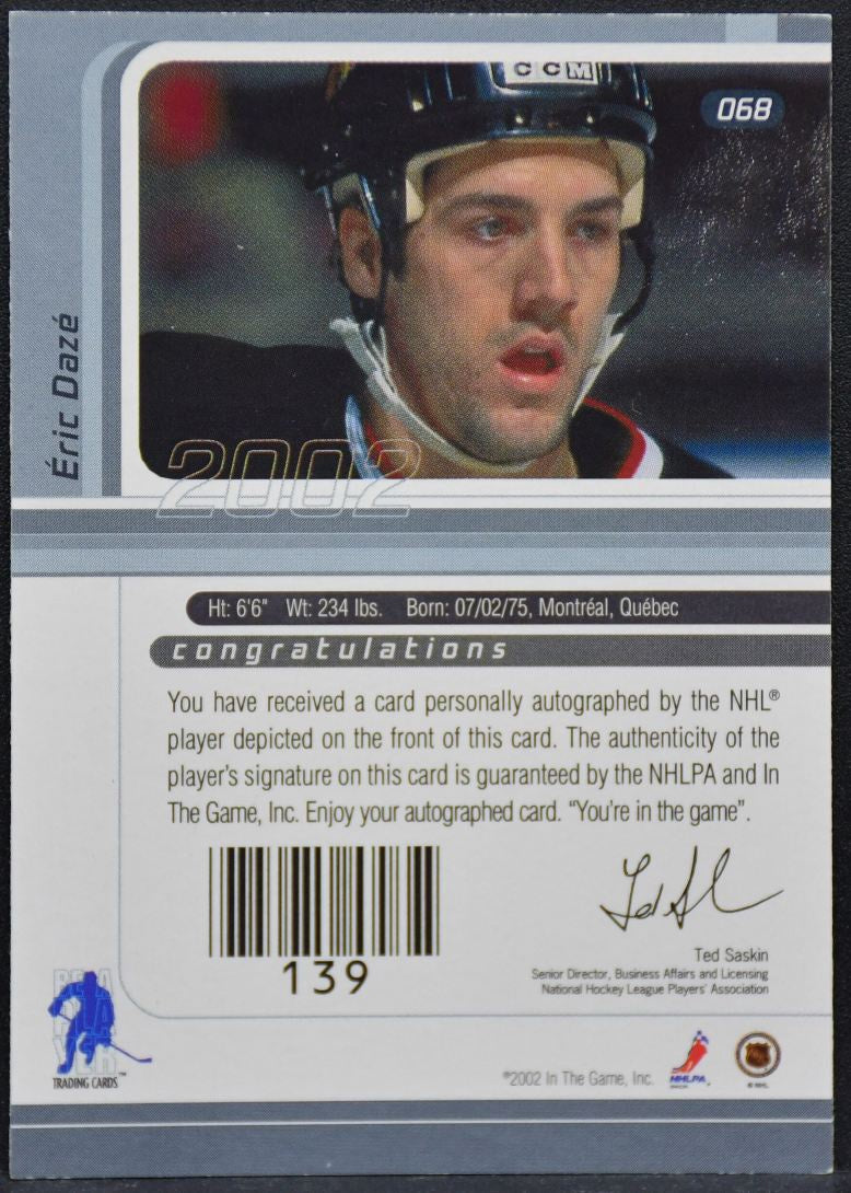 2002-03 Be a Player Signature Series Autographs Gold Eric Daze Blackhawks Auto