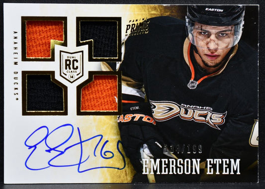 2013-14 Panini Prime Rookie Auto Jersey Emerson Etem 113 RC Auto Jersey 4143