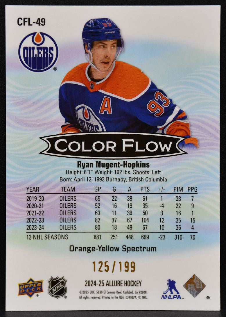 2024-25 UD Allure Flow Orange-Yellow Spectrum Nugent-Hopkins Oilers 125/199 4906