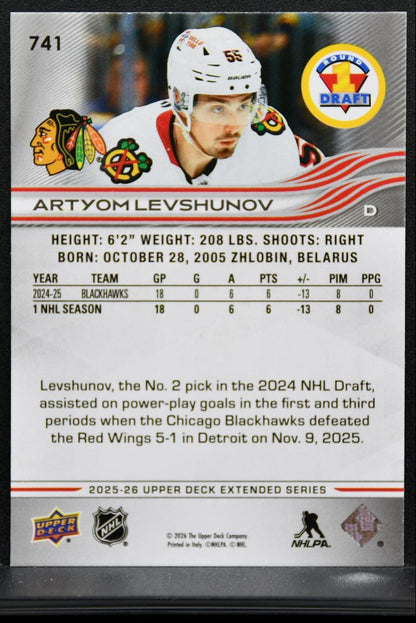 2025-26 UD Extended Series Round 1 Draft Artyom Levshunov 741 Blackhawks RC 8716