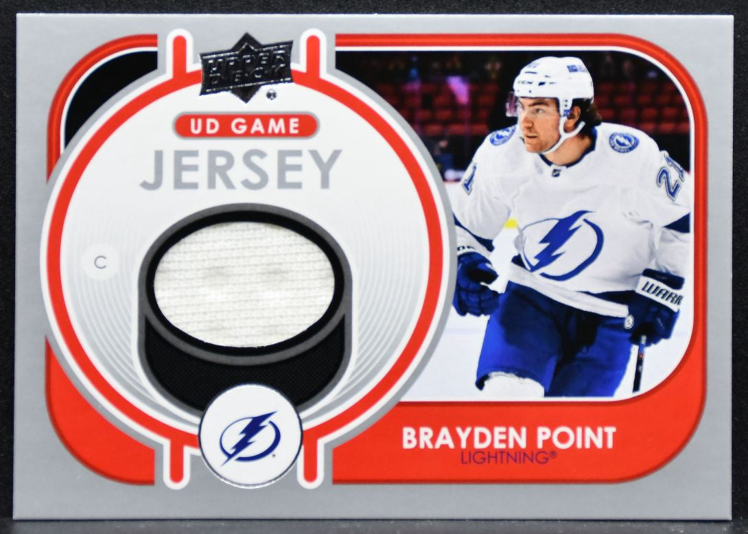 2021-22 Upper Deck Series 1 UD Game Jersey Brayden Point Lightning Jersey 5467
