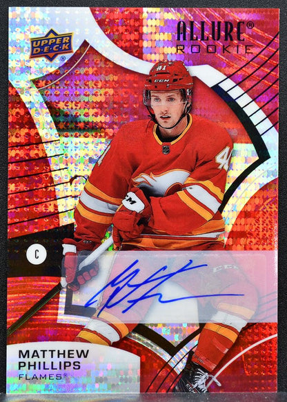 2021-22 Upper Deck Allure Red Rainbow Auto Matthew Phillips Flames RC Auto 6953