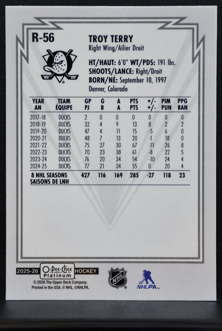 2025-26 O-Pee-Chee Platinum Retro Troy Terry R-56 Anaheim Ducks 3673