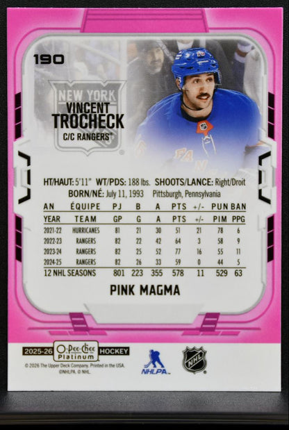 2025-26 O Pee Chee Platinum Pink Magma Vincent Trocheck New York Rangers 8303