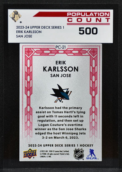 2023-24 UD Series 1 Population Count 500 Erik Karlsson PC-21 San Jose Sharks 3445