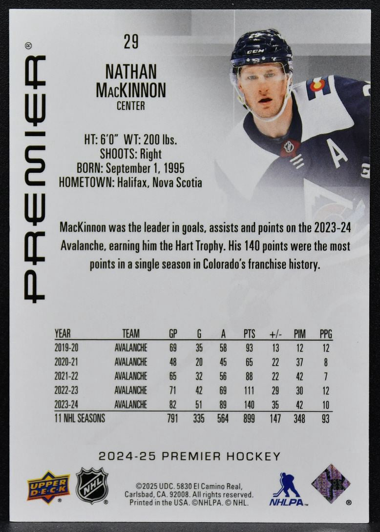 2024-25 Upper Deck Premier Bronze Nathan MacKinnon 29 Colorado Avalanche 031/299 9447